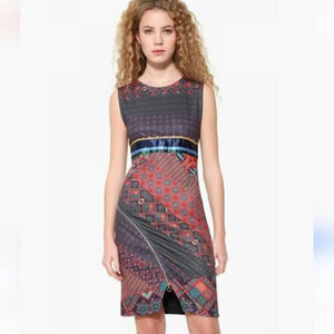 Desigual Trueno Ethnic Print Women's Dress Size L